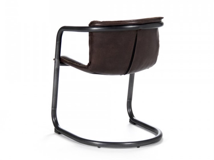 Zentique -  Kye Grained Brown Leather Arm Dining Chair - PF7131