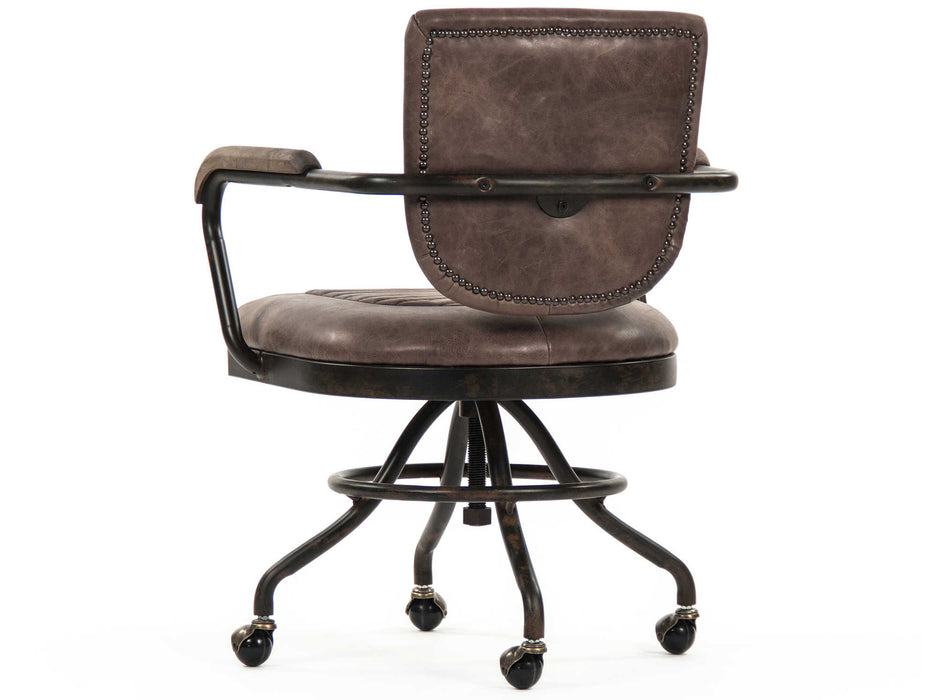 Zentique - Petra Grained Brown Leather Computer Chair - PF7175C - GreatFurnitureDeal