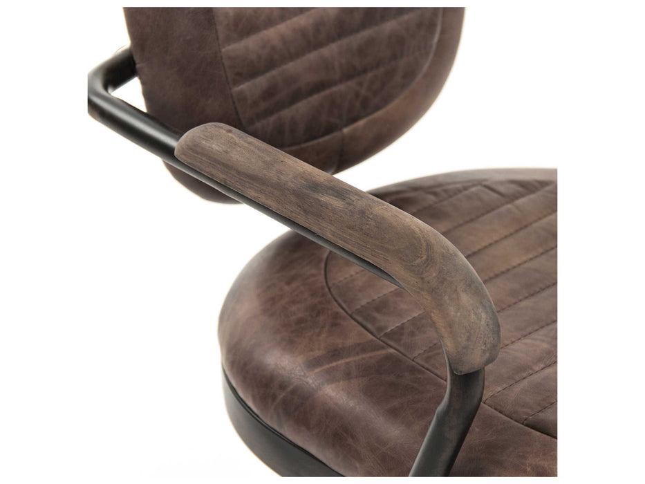 Zentique - Petra Grained Brown Leather Computer Chair - PF7175C - GreatFurnitureDeal