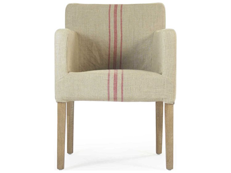 Zentique - Avignon Khaki / Red Stripe Arm Dining Chair - XL2001 E272 A034