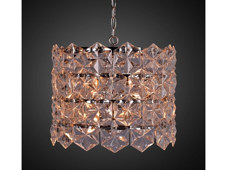 Zentique -  Chrome / Clear 6-light 19'' Wide Crystal Glass Pendant - ZD6408-6N