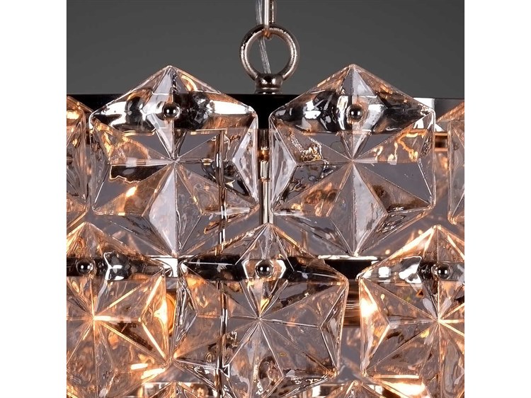 Zentique -  Chrome / Clear 6-light 19'' Wide Crystal Glass Pendant - ZD6408-6N - GreatFurnitureDeal