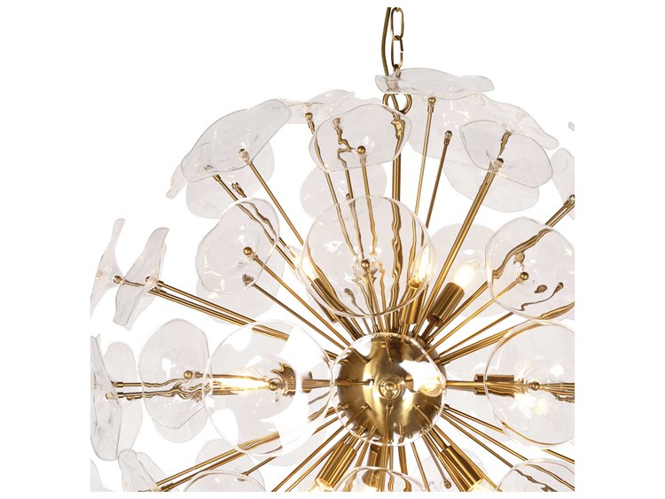 Zentique -  Petal Burst Gold 10-light 31'' Wide Glass Pendant - ZD7629-10BR