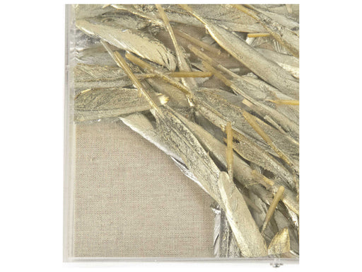 Zentique - Gold / Silver Leaf Abstract Feathers Shadow Box (Set of 4) - ZEN35793 - GreatFurnitureDeal