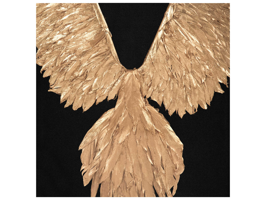 Zentique - Abstract Gold Leaf Feather Bird Shadow Box - ZEN45863