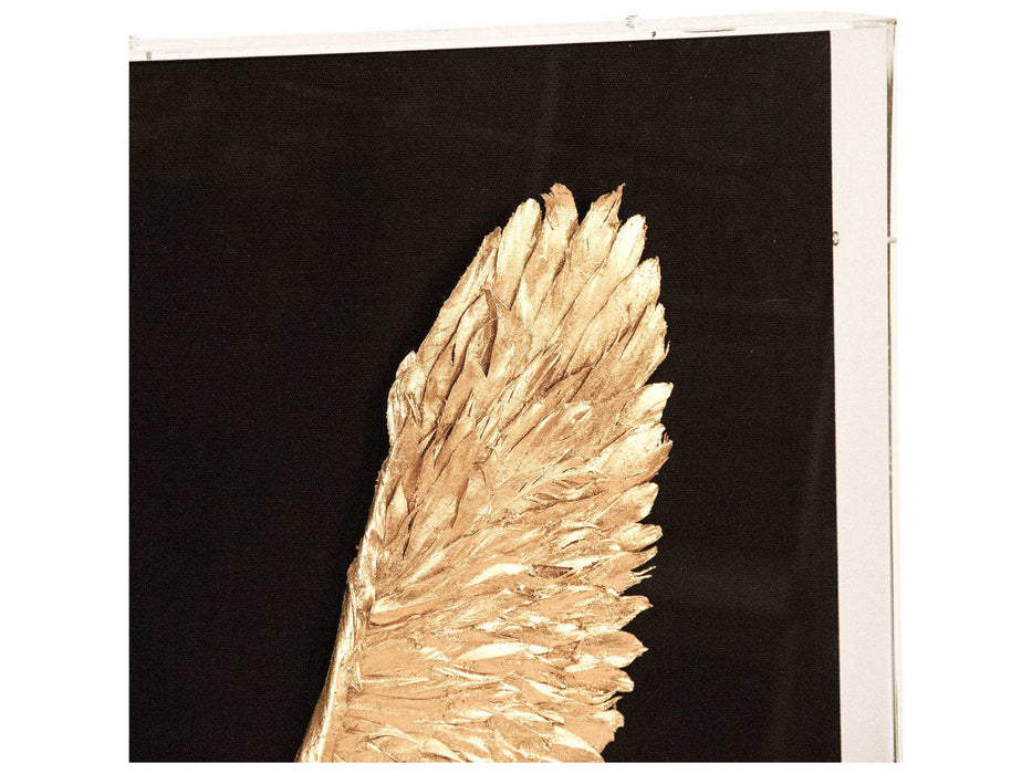 Zentique - Abstract Gold Leaf Feather Bird Shadow Box - ZEN45863 - GreatFurnitureDeal
