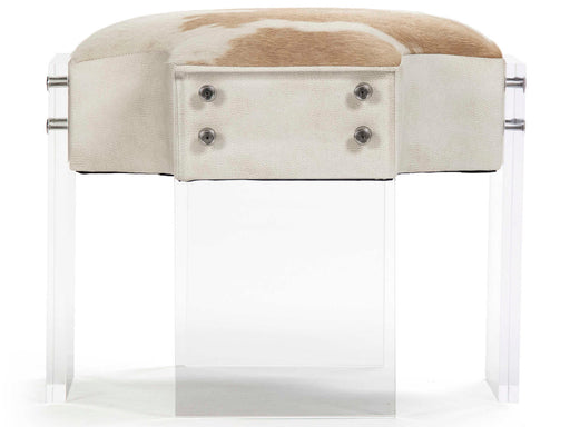 Zentique - Cedric Tan / White Spotted Cowhide Accent Stool - ZF027 - GreatFurnitureDeal