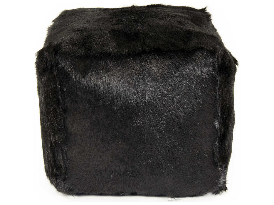 Zentique - Tibetan Black Goat Fur Pouf - ZGFC-black - GreatFurnitureDeal
