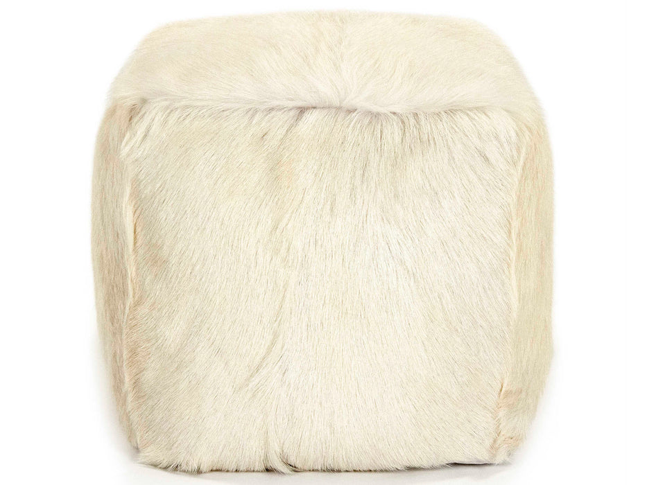 Zentique - Tibetan Ivory Goat Fur Pouf - ZGFC-ivory - GreatFurnitureDeal