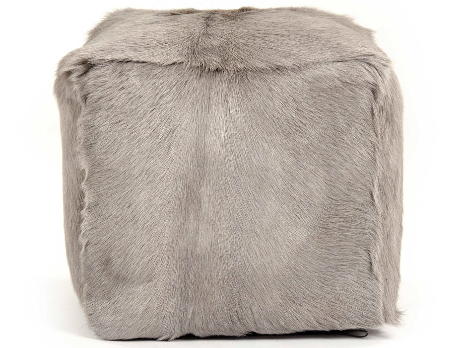 Zentique - Tibetan Light Grey Goat Fur Pouf - ZGFC-light grey - GreatFurnitureDeal