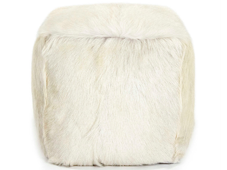 Zentique - Tibetan White Goat Fur Pouf - ZGFC-white - GreatFurnitureDeal