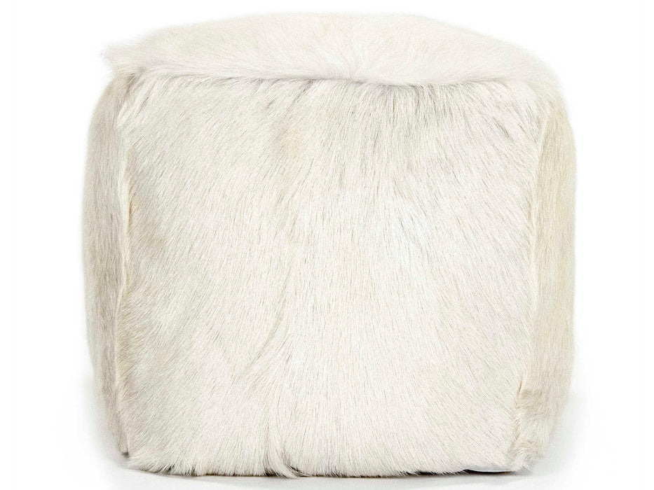 Zentique - Tibetan White Goat Fur Pouf - ZGFC-white
