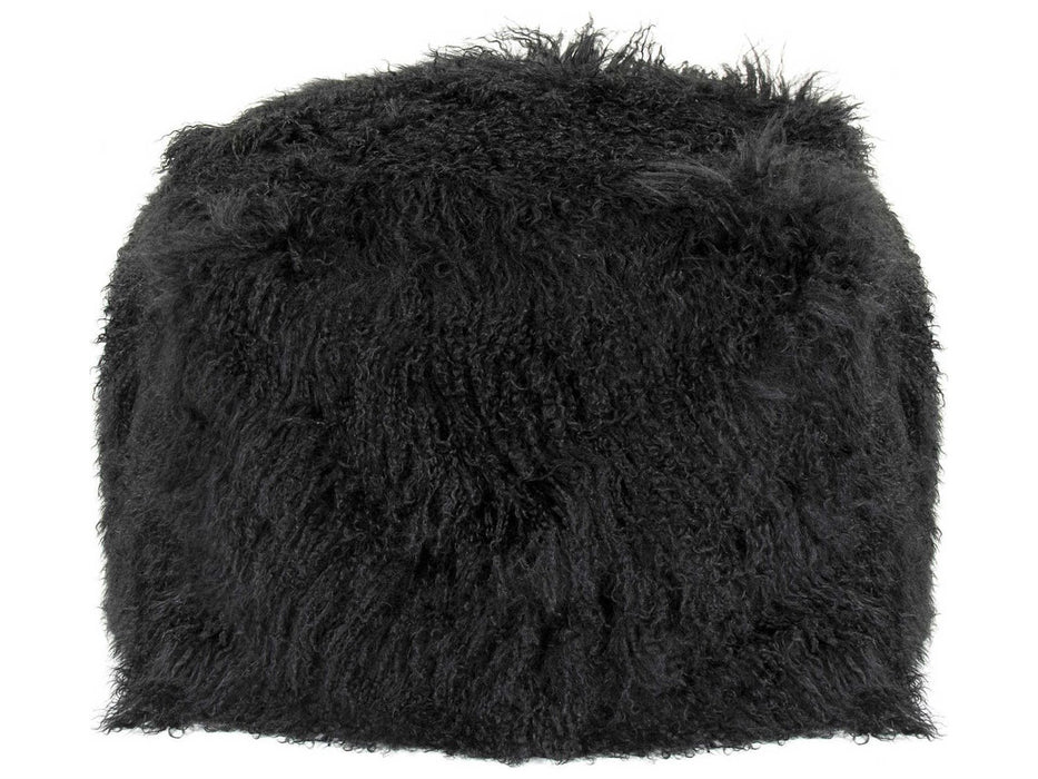 Zentique - Tibetan Black Lamb Fur Pouf - ZTLFP-black - GreatFurnitureDeal
