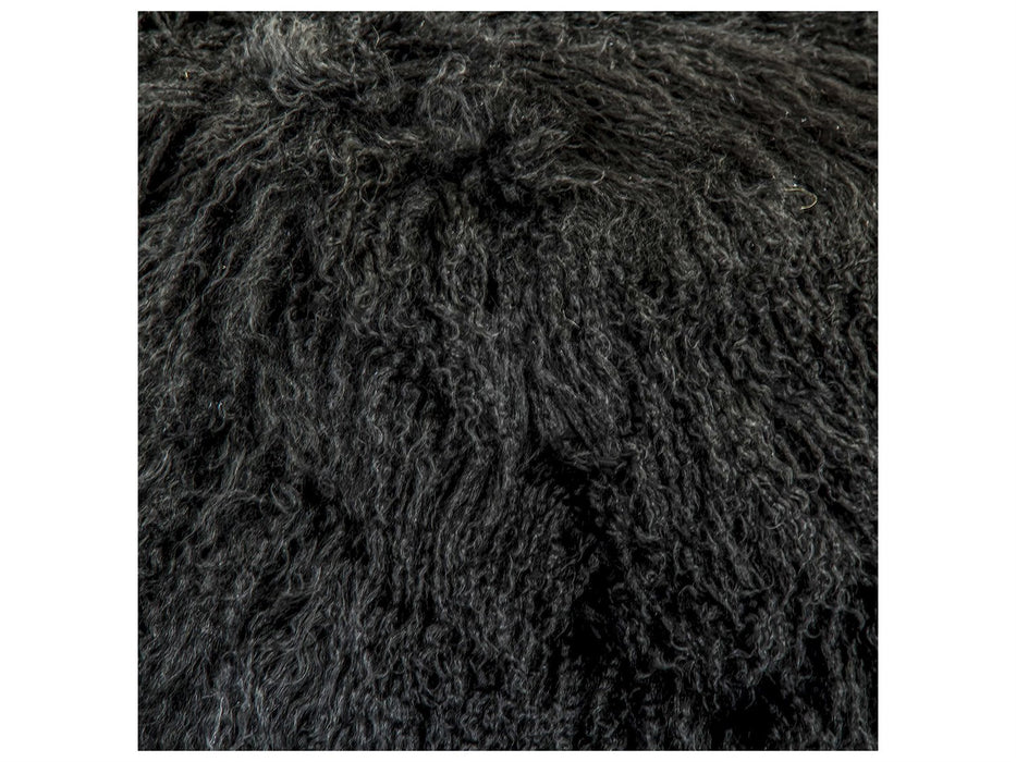Zentique - Tibetan Black Lamb Fur Pouf - ZTLFP-black