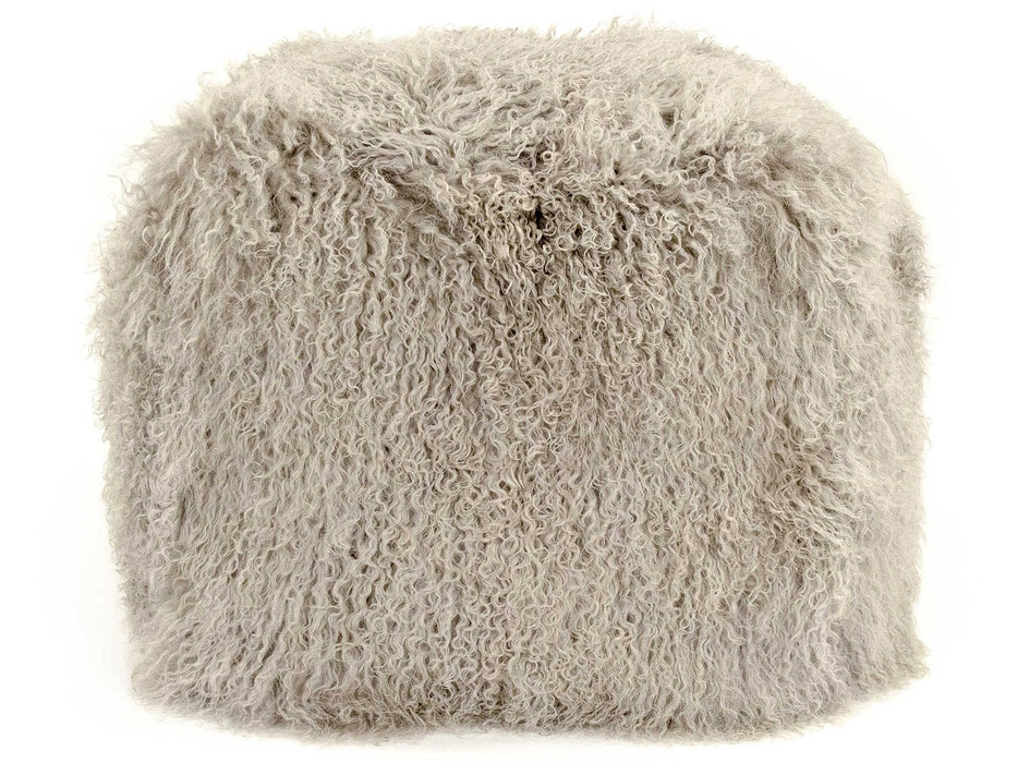 Zentique - Tibetan Light Grey Lamb Fur Pouf - ZTLFP-light grey