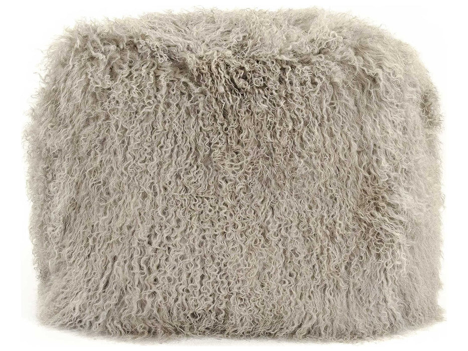 Zentique - Tibetan Light Grey Lamb Fur Pouf - ZTLFP-light grey - GreatFurnitureDeal