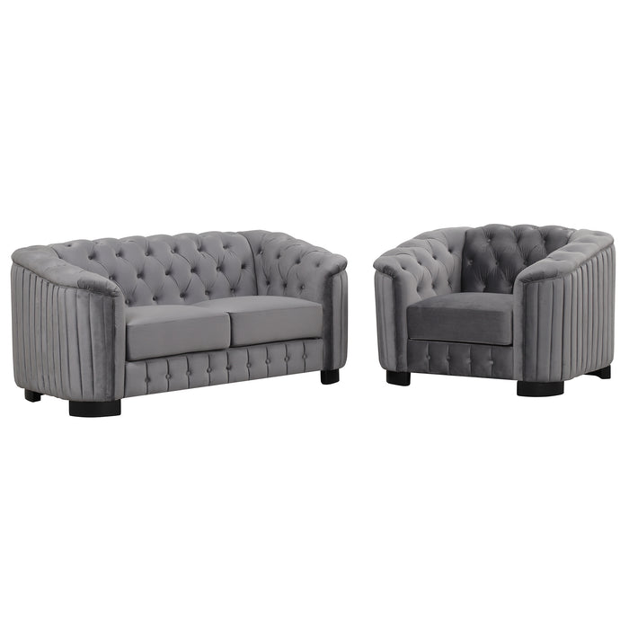 GFD Home - Modern 3-Piece Sofa Sets with Rubber Wood Legs,Velvet Upholstered Couches Sets Including Three Seat Sofa, Loveseat and Single Chair for Living Room Furniture Set,Gray - GreatFurnitureDeal