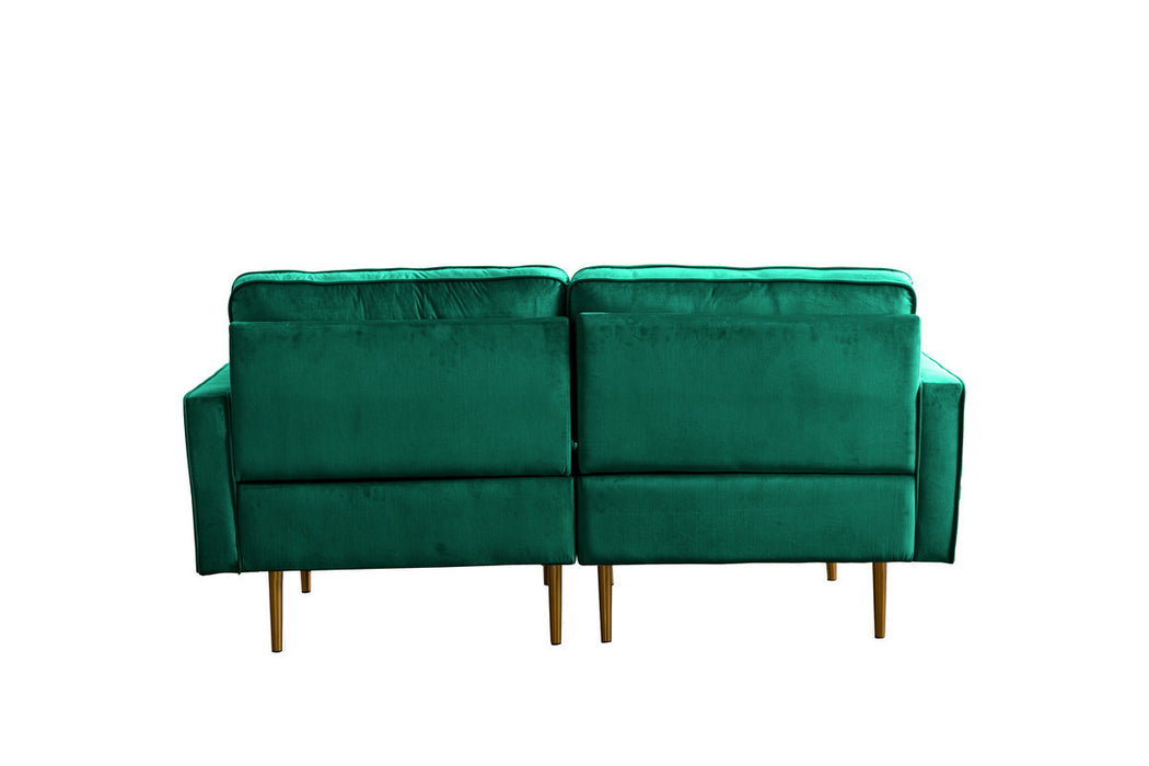 GFD Home - Theo Green Velvet Sofa Loveseat Chair Living Room Set with Pillows - GreatFurnitureDeal