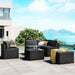 GFD Home - GO 6-Piece Outdoor Furniture Set with PE Rattan Wicker, Patio Garden Sectional Sofa Chair, removable cushions (Black wicker, Grey cushion) - GreatFurnitureDeal