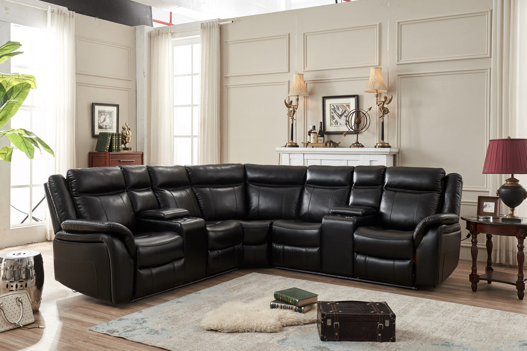 GFD Home - Power reclining Sectional W/LED strip Black Color