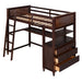 GFD Home - Twin size Loft Bed with Drawers and Desk, Wooden Loft Bed with Shelves - Espresso(OLD SKU: LP000530AAP) - GreatFurnitureDeal