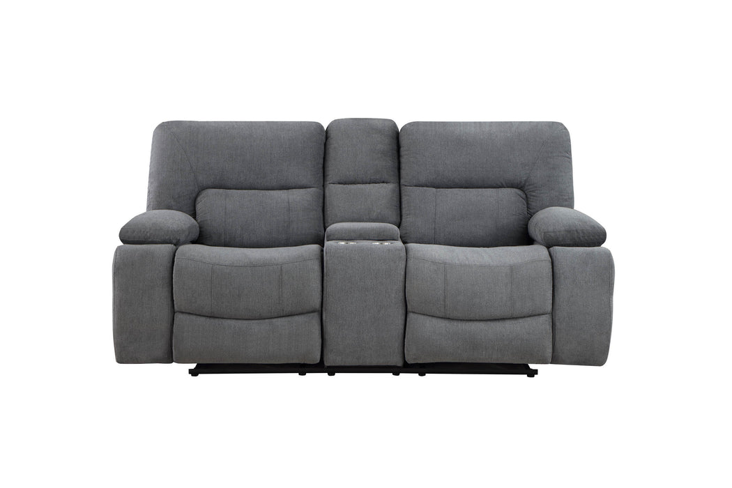GFD Home - Ohio Manual Recliner 3Pc Living Room Set Made With Chenille Upholstery in Gray - GreatFurnitureDeal