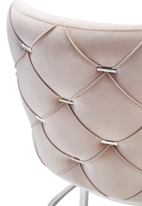 GFD Home - Modrest Daria Modern Beige Velvet and Stainless Steel Dining Chair Set of 2 - GreatFurnitureDeal