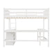 GFD Home - Full size Loft Bed with Shelves and Desk, Wooden Loft Bed with Desk - White - GreatFurnitureDeal