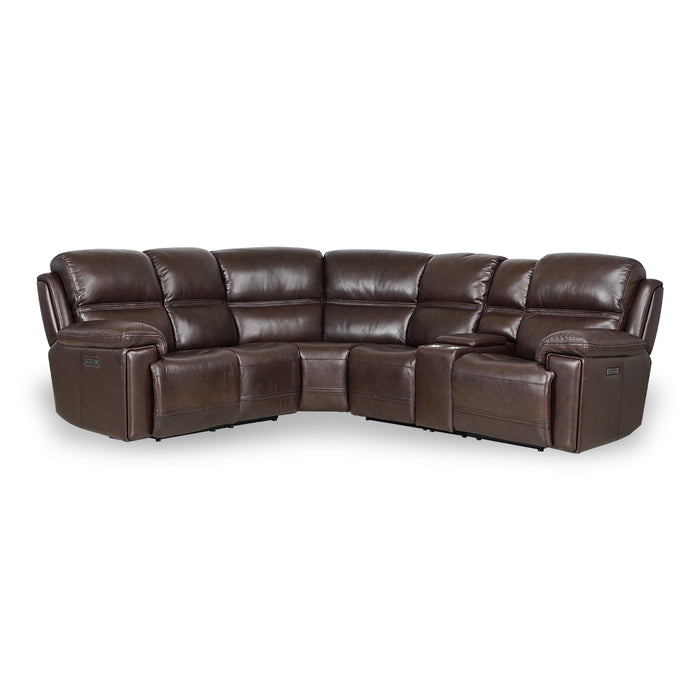 GFD Home - Timo Top Grain Leather Modular Power Sectional Sofa | Adjustable Headrest | Cross Stitching - GreatFurnitureDeal