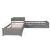 GFD Home - L-shaped Platform Bed with Trundle and Drawers Linked with built-in Desk,Twin,Gray - GreatFurnitureDeal