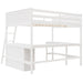 GFD Home - Full size Loft Bed with Shelves and Desk, Wooden Loft Bed with Desk - White - GreatFurnitureDeal