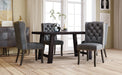 GFD Home - TREXM Wood Dining Table Kitchen Furniture, A Rectangular Table & 4 Upholstered Dining Chairs with Solid Wood Legs, Wingback and Button Tufting (Espresso+Dark Gray) - GreatFurnitureDeal