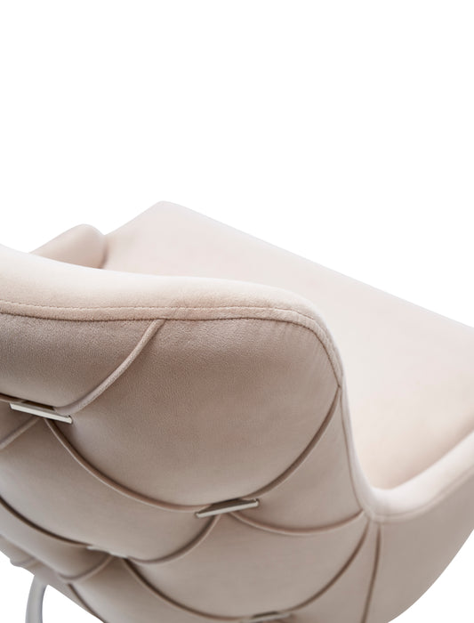 GFD Home - Modrest Daria Modern Beige Velvet and Stainless Steel Dining Chair Set of 2 - GreatFurnitureDeal