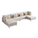 GFD Home - Linen  Sectional Sofa, U-Shape-Beige - GreatFurnitureDeal