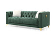 GFD Home - Russell Tufted Upholstery 2 Pc Living Room Set Finished in Velvet Fabric in Green - GreatFurnitureDeal