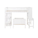 GFD Home - Twin Size Loft Bed with Closet and Desk, Extra Bottom Twin Bed, White - GreatFurnitureDeal