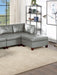 GFD Home - Genuine Leather Sectional Sofa Chair Ottomans 6pc Set Grey Tufted Couch Living Room Furniture - GreatFurnitureDeal