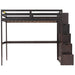 GFD Home - L-Shaped Twin Size Bunk Bed and Loft Bed with Built-in Middle Staircase and Desk,Espresso - GreatFurnitureDeal