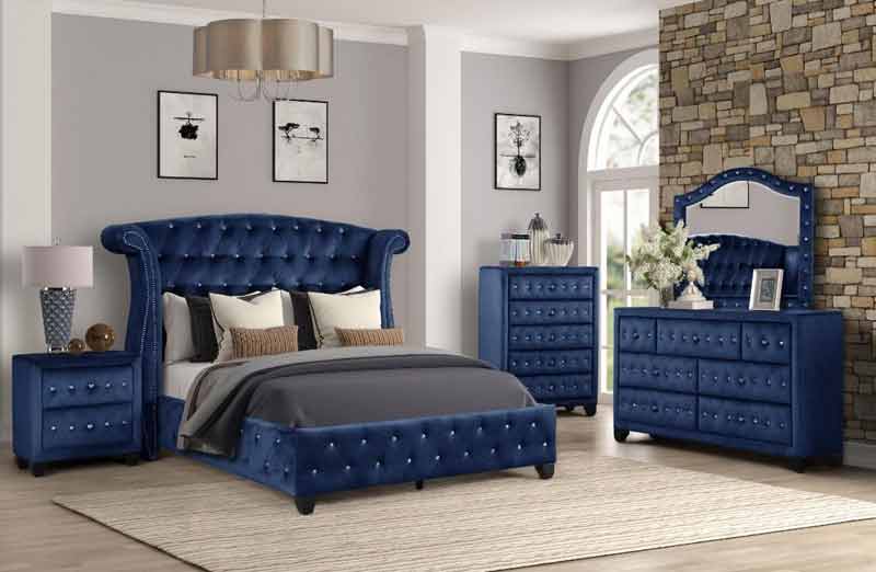 Myco Furniture - Josie Queen Bed in Blue - JS400-Q - GreatFurnitureDeal