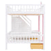 GFD Home - Full-Over-Full Bunk Bed with Changeable Table , Bunk Bed Turn into Upper Bed and Down Desk - Pink - GreatFurnitureDeal