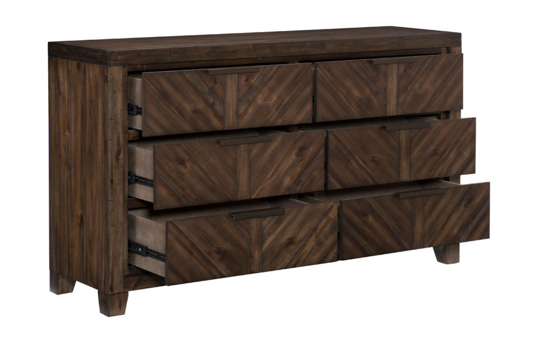 Homelegance - Parnell Dresser With Mirror in Distressed Espresso - 1648-6