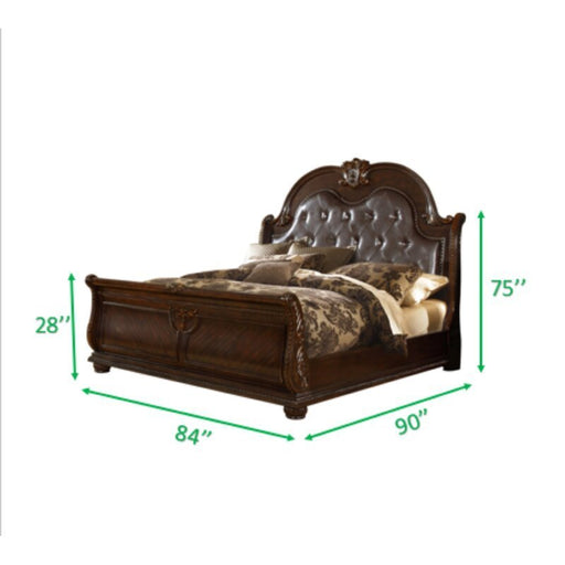 GFD Home - Roma King Bed Dark Walnut - GreatFurnitureDeal
