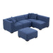 GFD Home - Sectional Sofa with Ottoman DIY Combination Sofa Blue - GreatFurnitureDeal