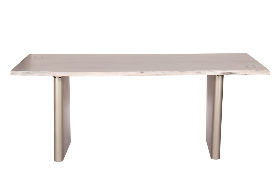 GFD Home - Live Edge Premium White Washed Dining Table - GreatFurnitureDeal