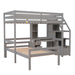 GFD Home - Twin Size Loft Bed with a Stand-alone Bed, Storage Staircase, Desk, Shelves and Drawers, Gray - GreatFurnitureDeal