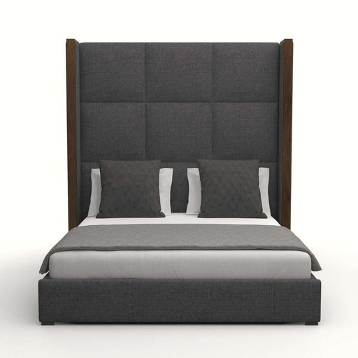 Nativa Interiors - Irenne Square Tufted Upholstered High King Charcoal Bed - BED-IRENNE-SQ-HI-KN-PF-CHARCOAL - GreatFurnitureDeal