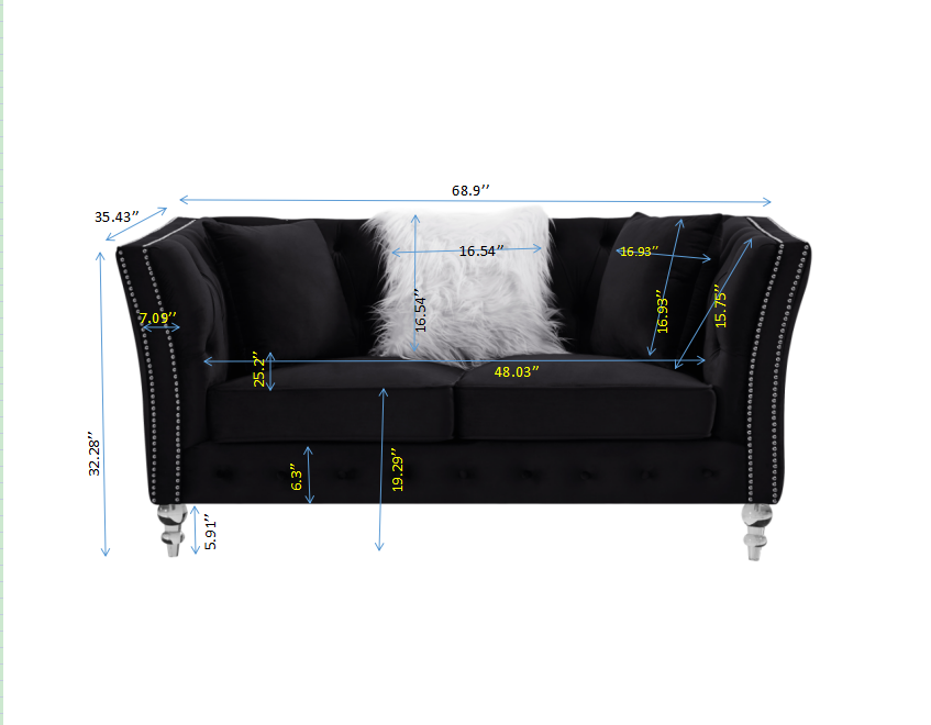 GFD Home - L8085B Two-seat + three-seat modular sofa black - GreatFurnitureDeal