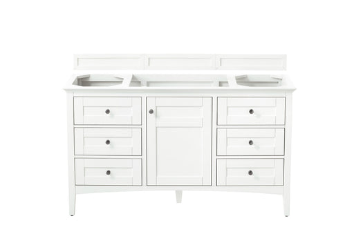 James Martin Furniture - Palisades 60" Single Vanity, Bright White, w- 3 CM Grey Expo Quartz Top - 527-V60S-BW-3GEX - GreatFurnitureDeal