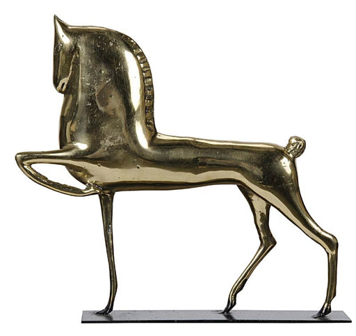 NOIR Furniture - Horse On Stand, Brass - AB-154BR - GreatFurnitureDeal