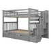 GFD Home - Full Over Full Bunk Bed with Shelves and 6 Storage Drawers, Gray(Old SKU：LP000046AAE) - GreatFurnitureDeal